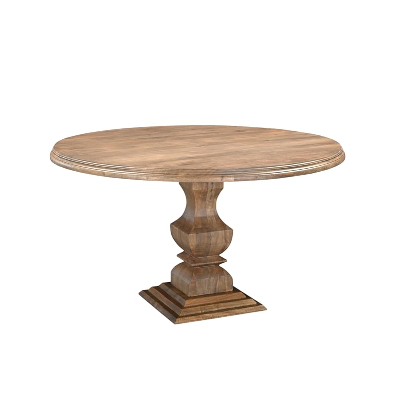 Pemberly Row Traditional 5-Piece Brown Solid Mango Wood Round Dining Set