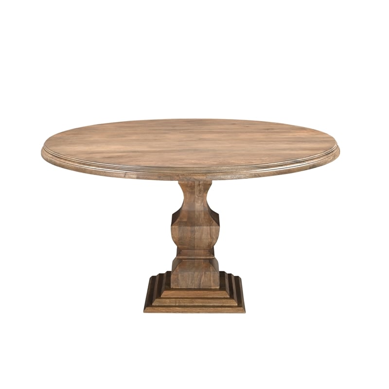Pemberly Row Traditional 5-Piece Brown Solid Mango Wood Round Dining Set
