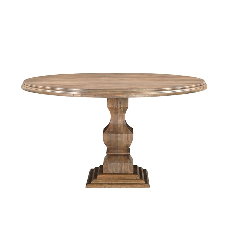 Pemberly Row Traditional 5-Piece Brown Solid Mango Wood Round Dining Set