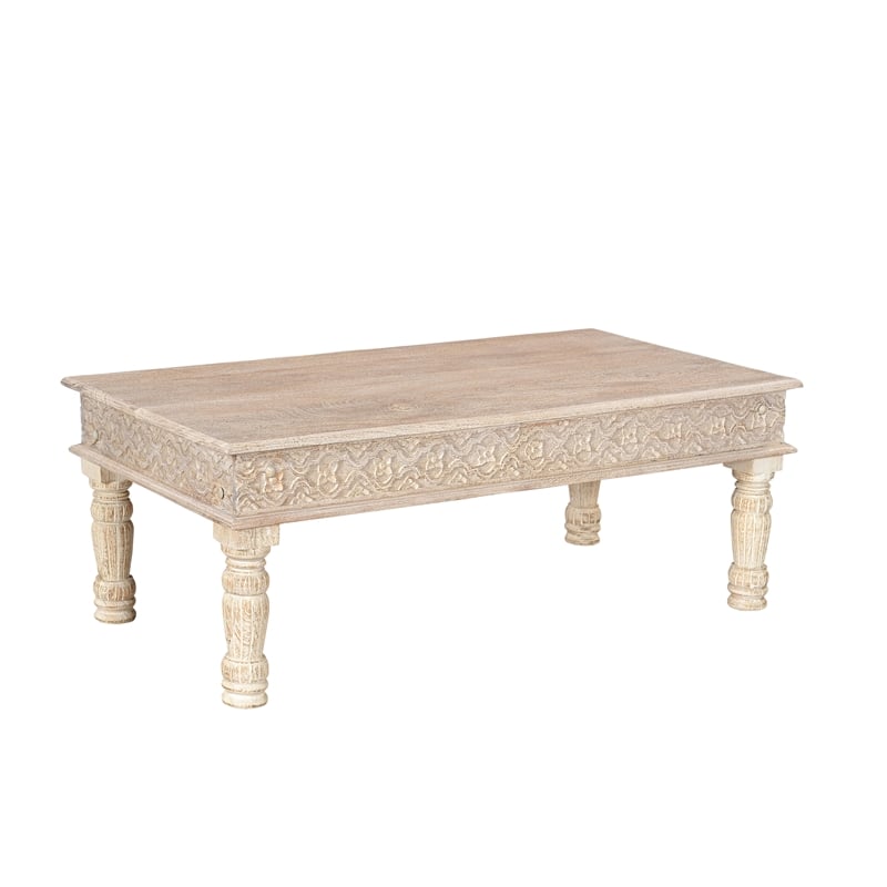 Pemberly Row Solid Wood 3-Piece Living Room Table Set in Weathered Finish