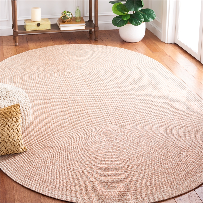 Pemberly Row 4' x 6' Oval Hand Woven Polypropylene Rug in Beige and Ivory