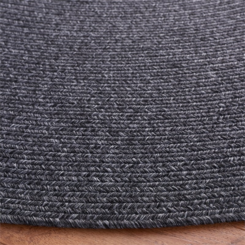 Pemberly Row 3' X 3' Round Hand Woven Polypropylene Rug in Black and Gray