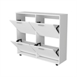 Pemberly Row Tilt-Out Shoe Storage Cabinet with Compartments in White