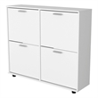 Pemberly Row Tilt-Out Shoe Storage Cabinet with Compartments in White
