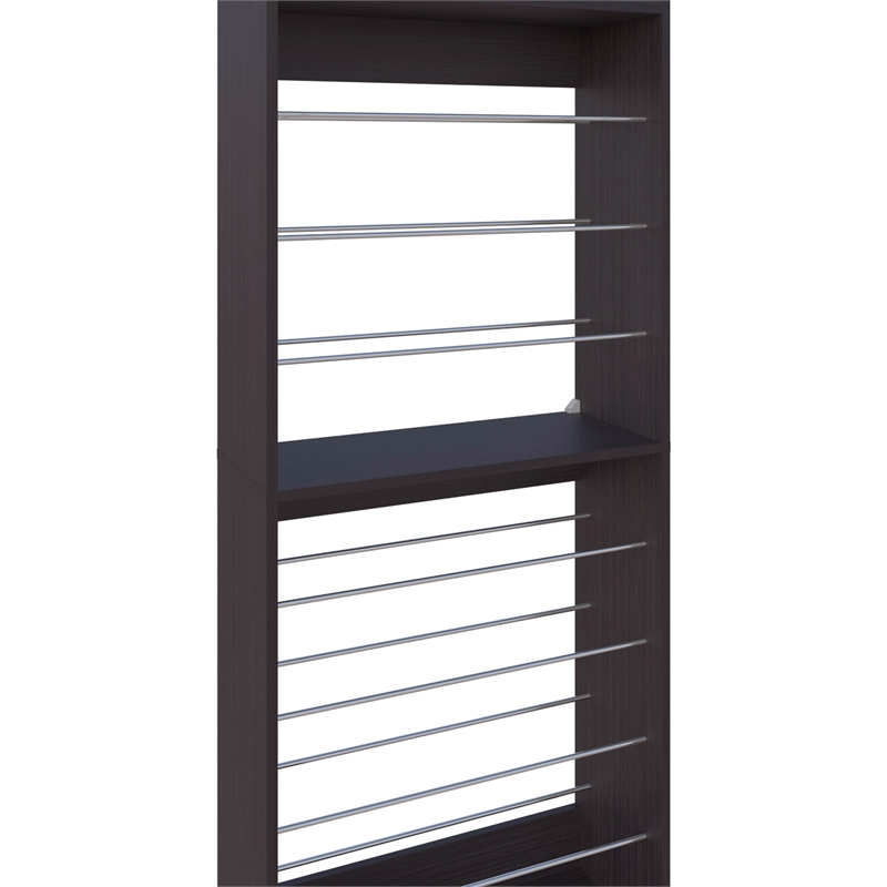 Pemberly Row Tall Open Shoe Rack with Multi-Tier Shelves in Wengue