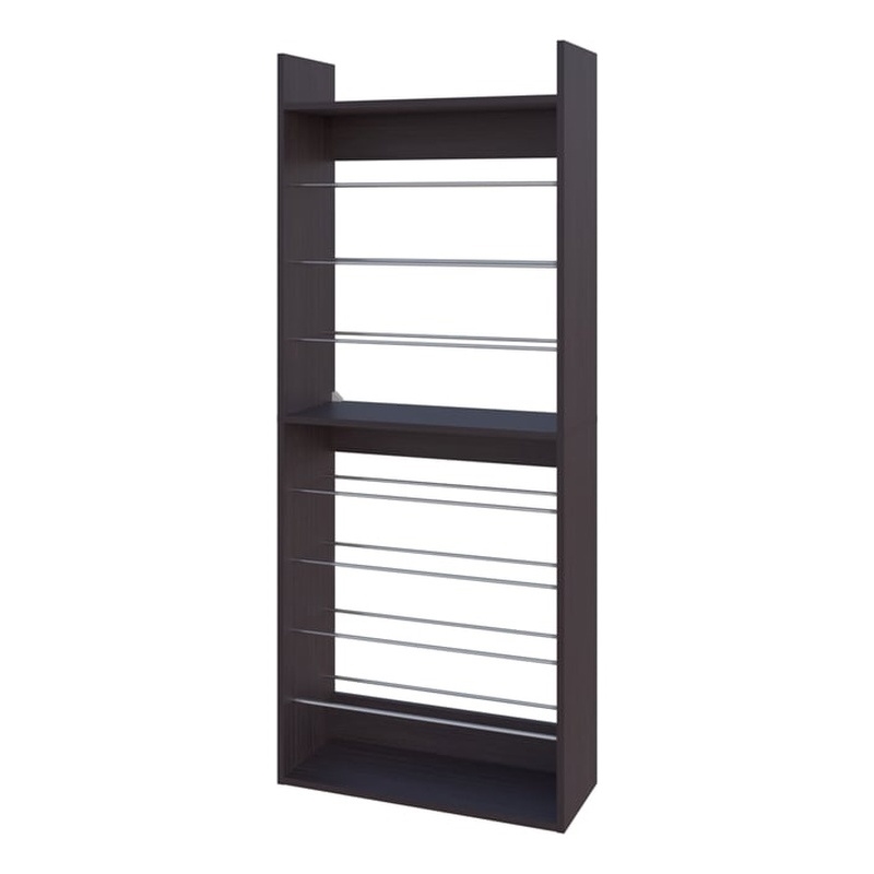 Pemberly Row Tall Open Shoe Rack with Multi-Tier Shelves in Wengue
