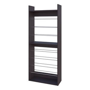 Pemberly Row Tall Open Shoe Rack with Multi-Tier Shelves in Wengue