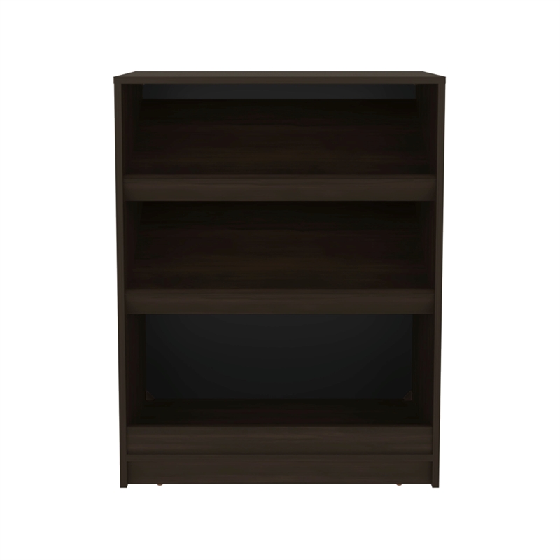 Pemberly Row 3-Tier Open Shoe Rack with Storage in Wengue