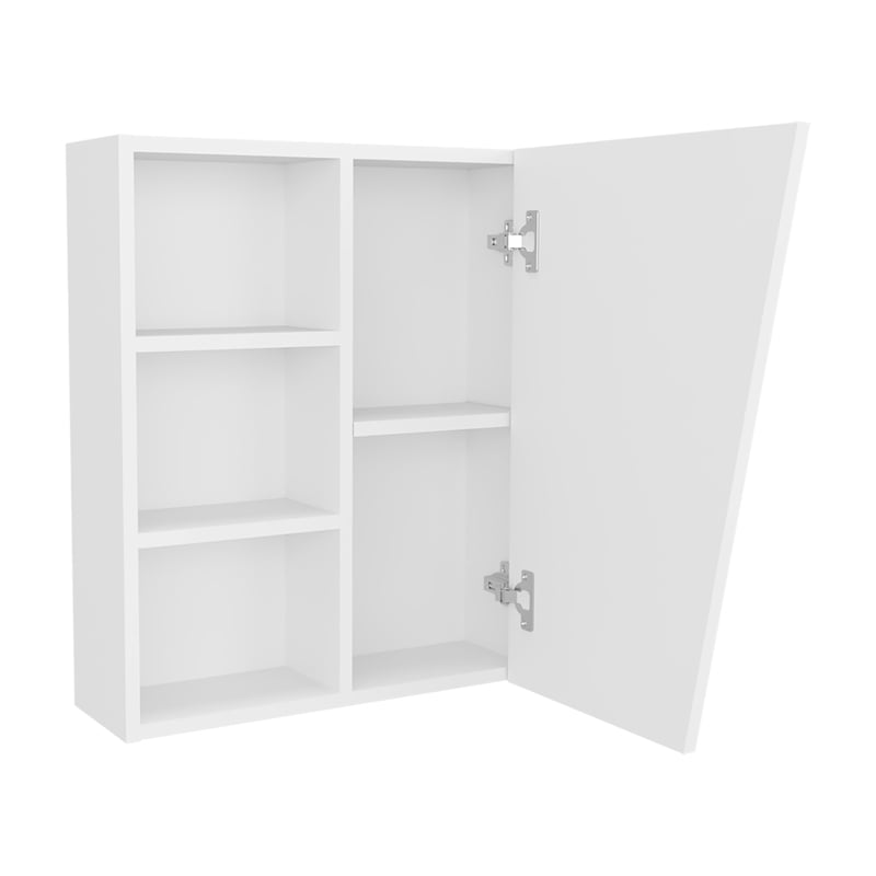 Pemberly Row Wall-Mounted Medicine Cabinet with Mirrored Door in White