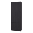 Pemberly Row Tall 3-Door Wardrobe Cabinet with 4 Shelves in Brown Finish
