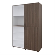 Pemberly Row 2-Door Wardrobe with Open Storage in Grey Walnut and White