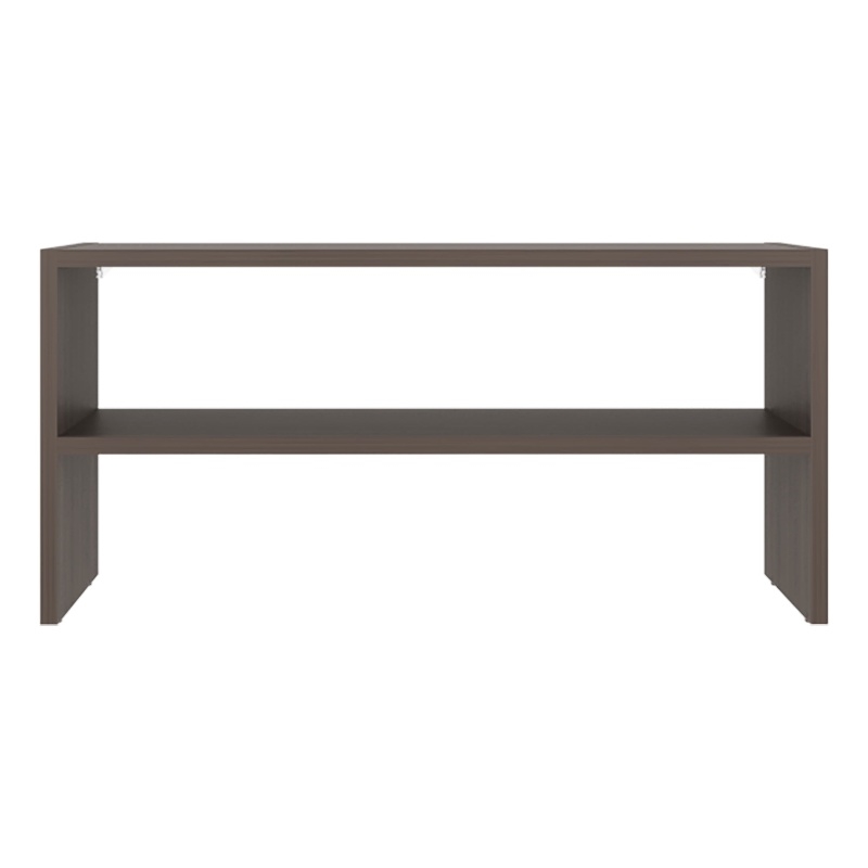 Pemberly Row Norris Shoe Rack with 2 Shelves in Brown
