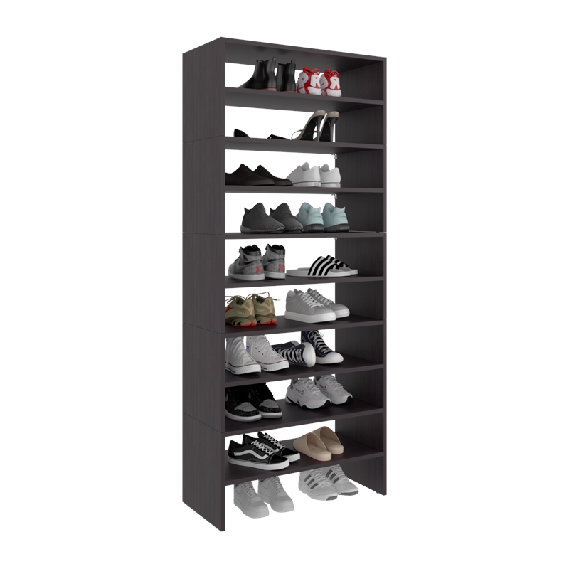 Pemberly Row Omeo Shoe Rack with Open Shelves in Engineered Wood