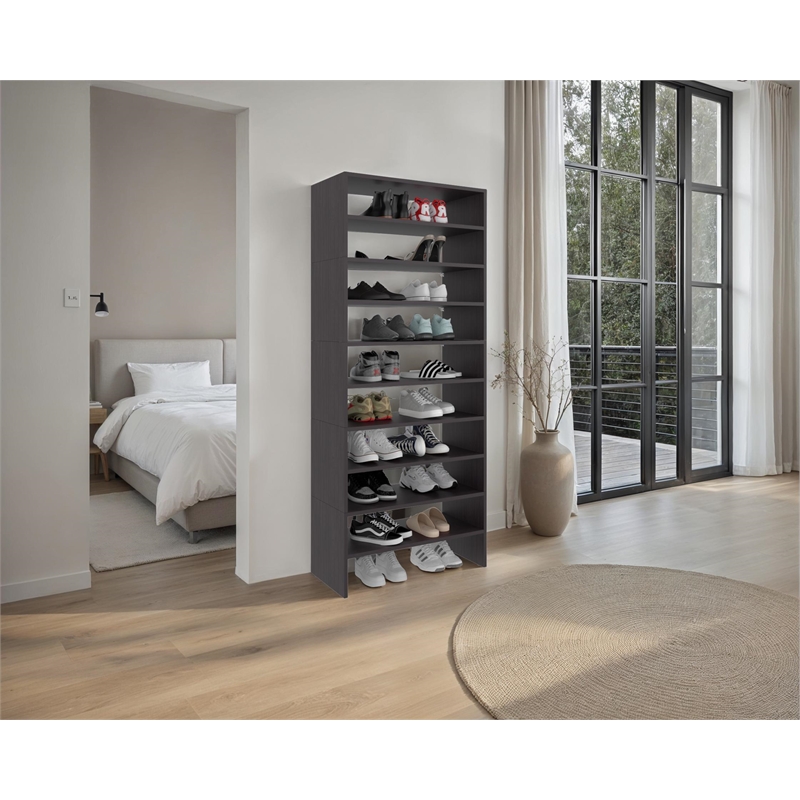 Pemberly Row Omeo Shoe Rack with Open Shelves in Engineered Wood