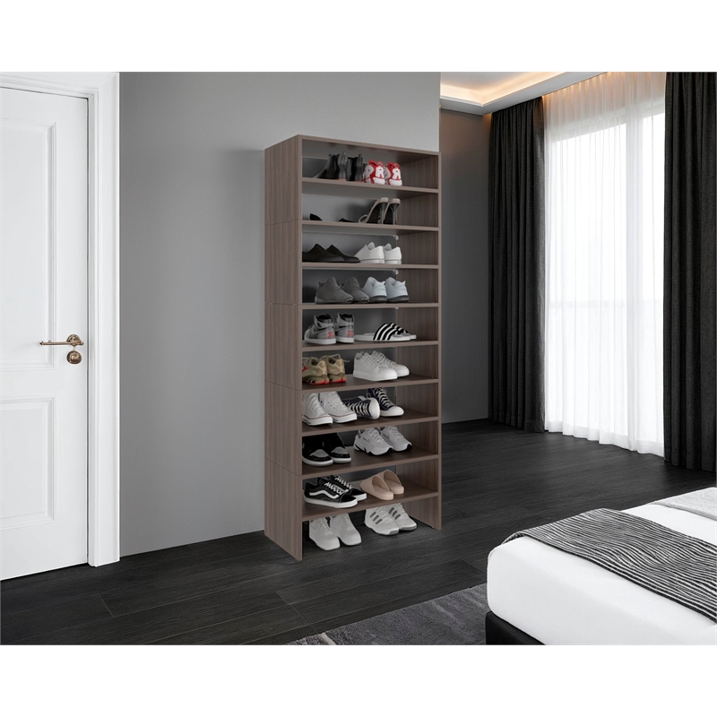Pemberly Row Omeo Shoe Rack Open Shelves in Engineered Wood 67.8