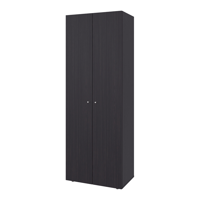 Pemberly Row Madrid Minimalist Wardrobe in Brown with Ample Storage