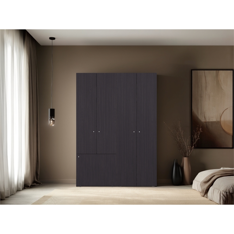 Pemberly Row Modern Wardrobe with Minimalist Design for Bedrooms Wenge