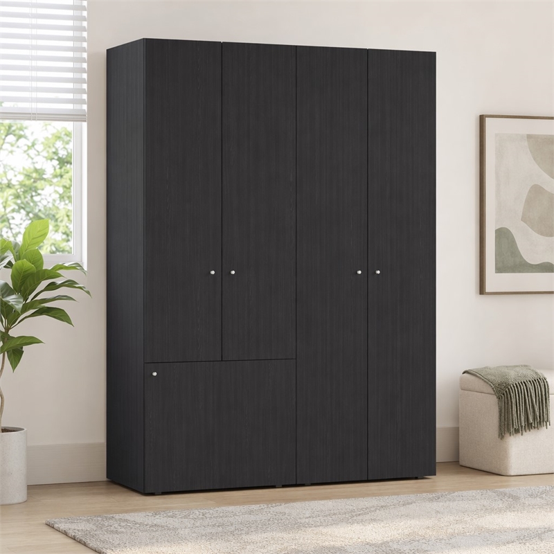 Pemberly Row Modern Wardrobe with Minimalist Design for Bedrooms Wenge