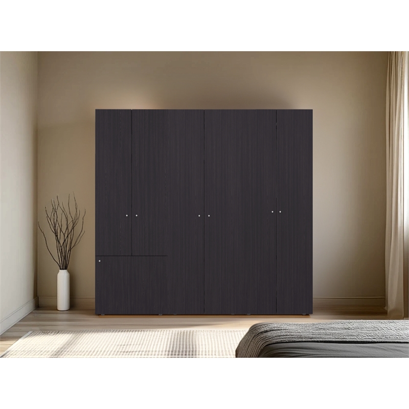 Pemberly Row Modern Wardrobe with Asymmetrical Doors Dark Brown 69.9