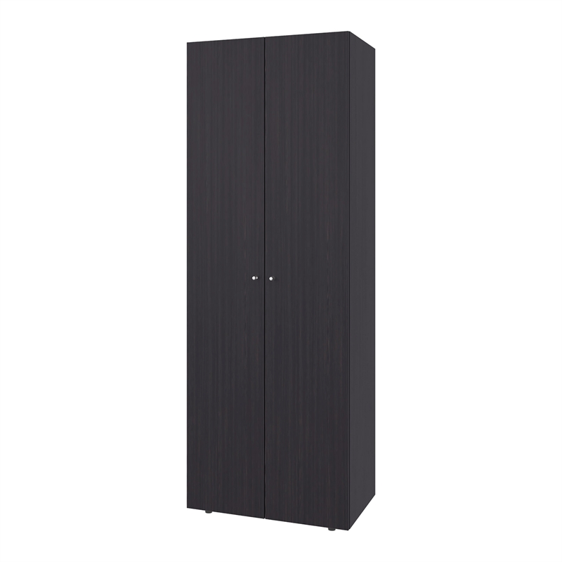 Pemberly Row Modern Wardrobe with Asymmetrical Doors Dark Brown 69.9
