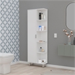 Pemberly Row Randall Linen Cabinet with Shelves in White Finish