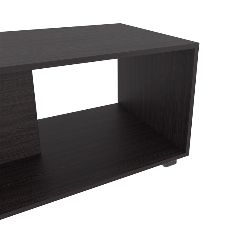 Pemberly Row Gu Oidak Coffee Table with Casters in Wengue Finish