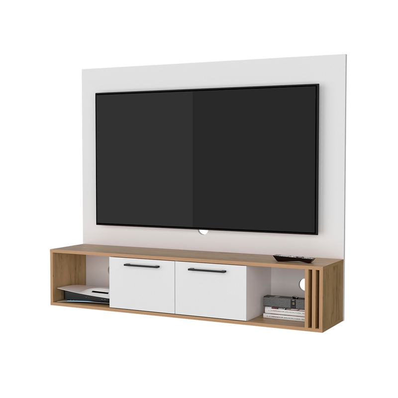 Pemberly Row Wall-Mounted Entertainment Center Engineered Wood Beige
