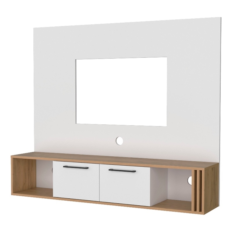 Pemberly Row Wall-Mounted Entertainment Center Engineered Wood Beige