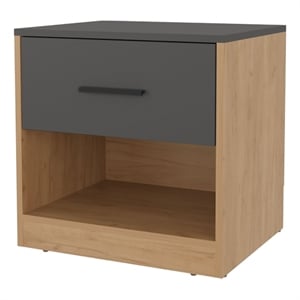 Pemberly Row Solomon Nightstand with Drawer Particle Board Natural Oak