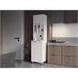 Pemberly Row Rock Vertical Kitchen Pantry with Pneumatic Door in White