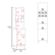 Pemberly Row Rock Vertical Kitchen Pantry with Pneumatic Door in White