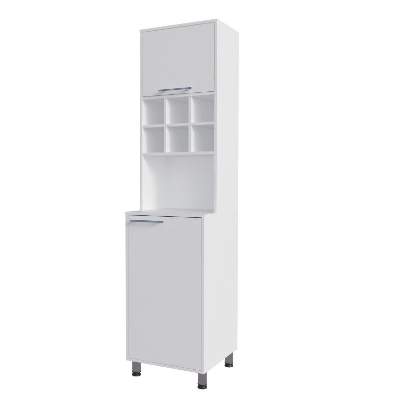Pemberly Row Rock Vertical Kitchen Pantry with Pneumatic Door in White