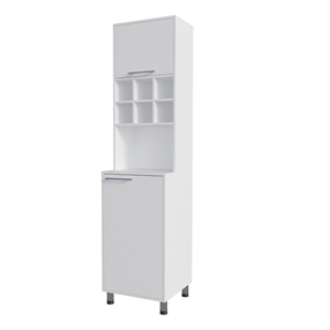Pemberly Row Rock Vertical Kitchen Pantry with Pneumatic Door in White