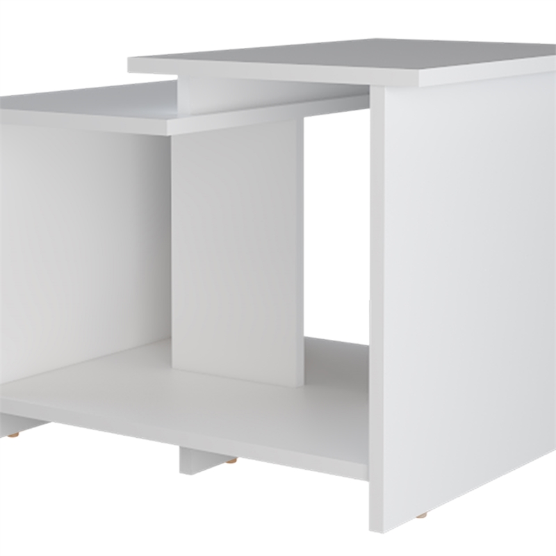 Pemberly Row Naco Coffee Table with Open Storage in Engineered Wood White