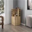 Pemberly Row Toyei Corner Bar Cabinet with Bottle Rack in Beige