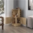 Pemberly Row Toyei Corner Bar Cabinet with Bottle Rack in Beige