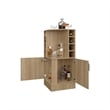 Pemberly Row Toyei Corner Bar Cabinet with Bottle Rack in Beige