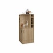 Pemberly Row Toyei Corner Bar Cabinet with Bottle Rack in Beige