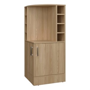 Pemberly Row Toyei Corner Bar Cabinet with Bottle Rack in Beige
