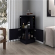 Pemberly Row Bar Cabinet with Bottle Rack and Open Shelves in Black Finish