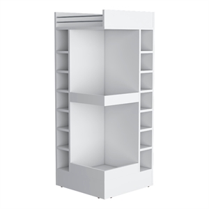 Pemberly Row Corner Bar Cabinet with Wine Rack in White Finish