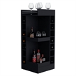 Pemberly Row Corner Bar Cabinet with Wine Rack in Black Finish