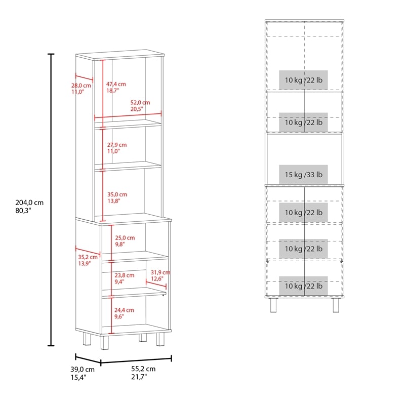 Pemberly Row Kayenta Kitchen Pantry with 2 Doors Open Storage in White