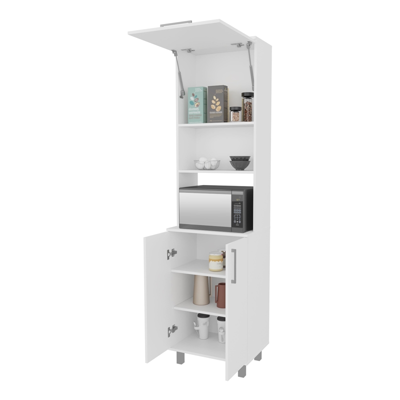 Pemberly Row Kayenta Kitchen Pantry with 2 Doors Open Storage in White