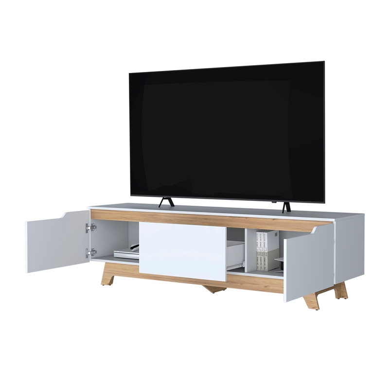 Pemberly Row Entertainment Center with Storage in White Particle Board