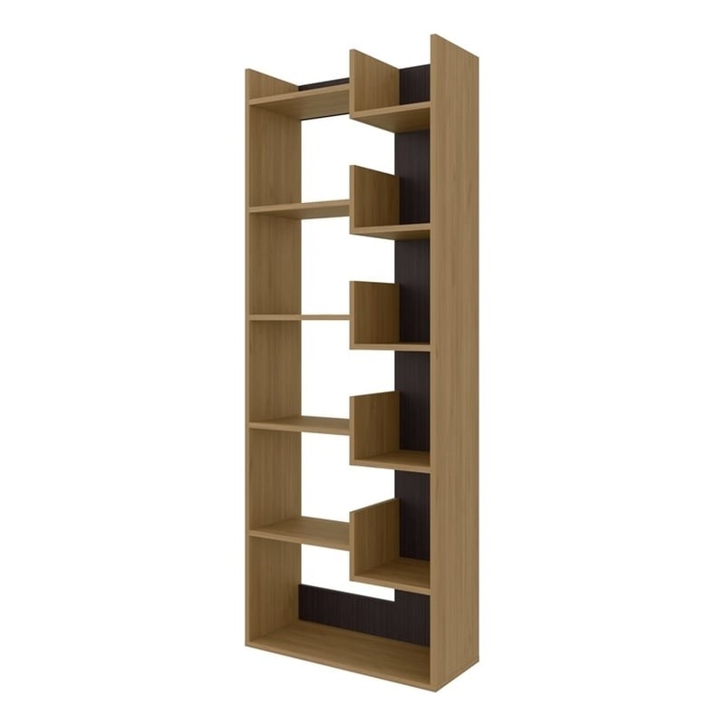 Pemberly Row Bookcase with Vertical Open Storage in Natural Oak Finish