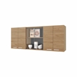 Pemberly Row Wall Cabinet with Four Doors Oak Finish Engineered Wood