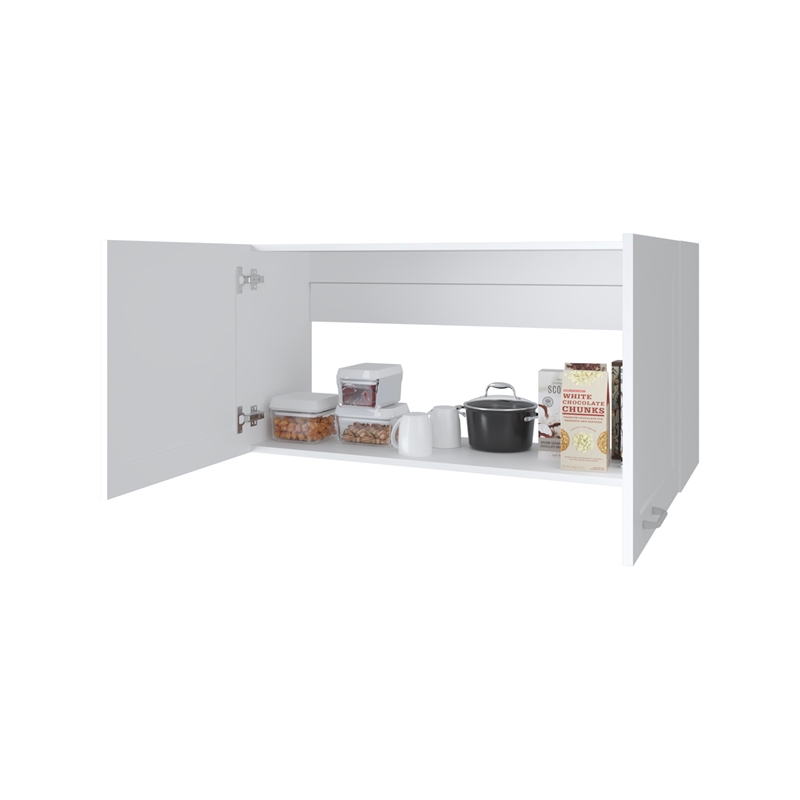 Pemberly Row Kitchen Wall Cabinet with 2 Doors White Engineered Wood