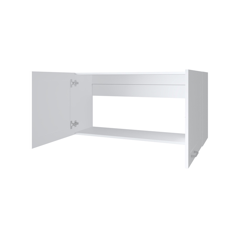 Pemberly Row Kitchen Wall Cabinet with 2 Doors White Engineered Wood