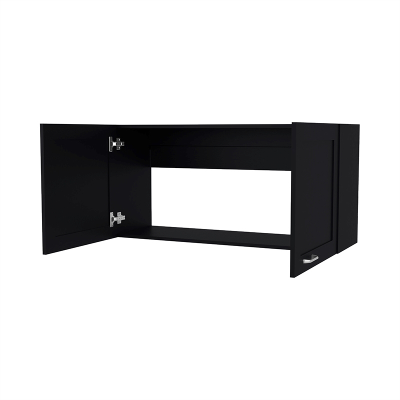 Pemberly Row Nakya Kitchen Wall Cabinet with 2 Doors Engineered Wood Black